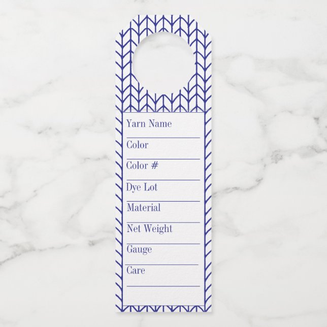 BLUE LINE KNIT Long Yarn Tags (Front)