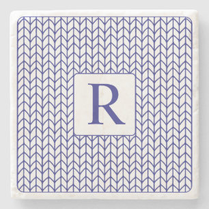 BLUE LINE KNIT Marble Stone Coaster + Initial