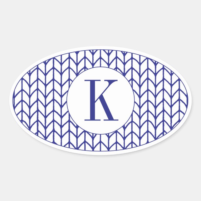 BLUE LINE KNIT Oval Stickers + Initial (Front)