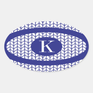 BLUE LINE KNIT Oval Stickers + Initial II