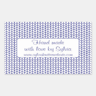 BLUE LINE KNIT Rectangle "Hand Made" Stickers