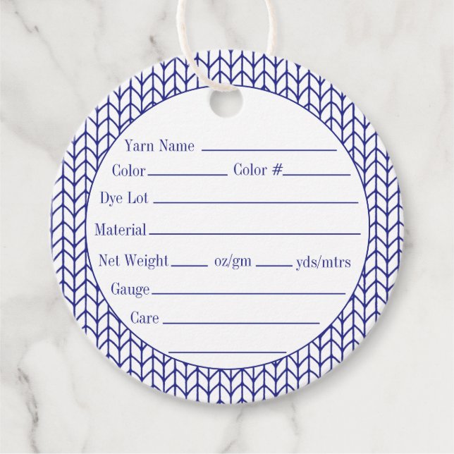 BLUE LINE KNIT Round Yarn Tags (Front)