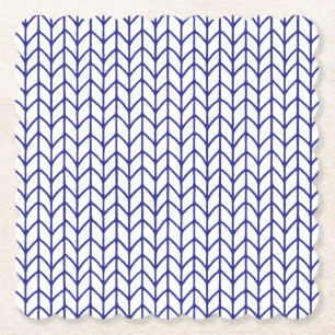 BLUE LINE KNIT Scalloped Square Paper Coasters