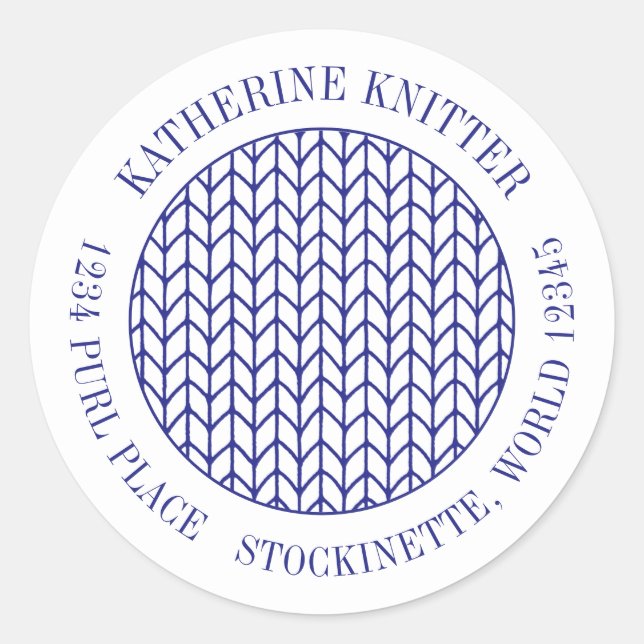BLUE LINE KNIT Small Round Address Envelope Seals (Front)