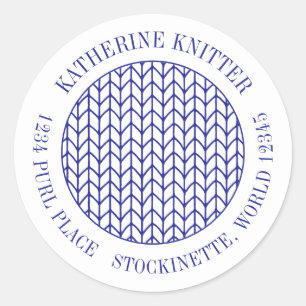 BLUE LINE KNIT Small Round Address Envelope Seals