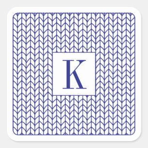 BLUE LINE KNIT Small Square Stickers + Initial