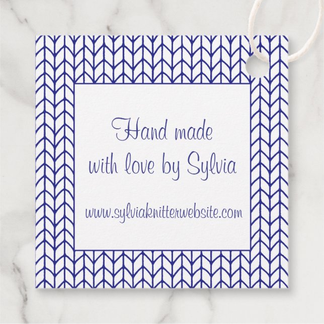 BLUE LINE KNIT Square Gift Tags (Back)