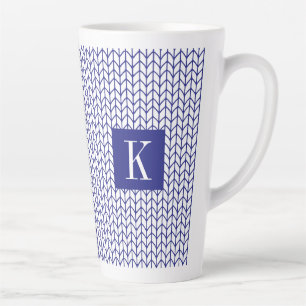 BLUE LINE KNIT Tall Latte Mug + Initial II