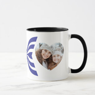 Blue Line Letter X Monogram heart Photo album Mug
