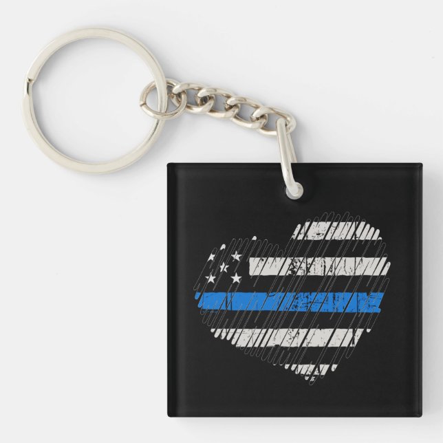 Blue Line Love Keychain (Front)
