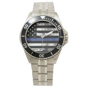 Blue Line mince marquent la montre de police de