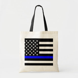 Blue Line US Flag Tote Bag