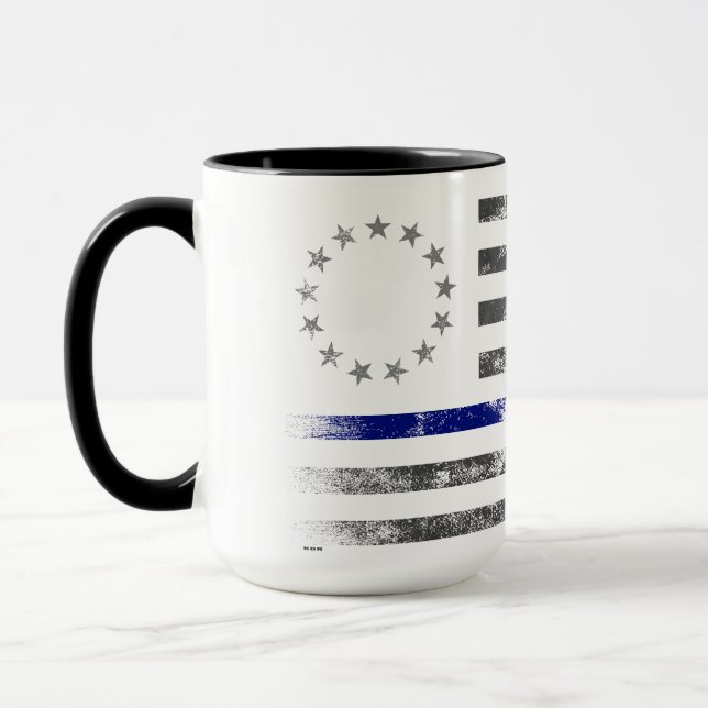 BLUE LINE Vintage Betsy Ross American Flag Mug (Left)