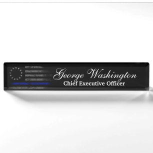 Blue Line Vintage Betsy Ross American Flag Nameplate
