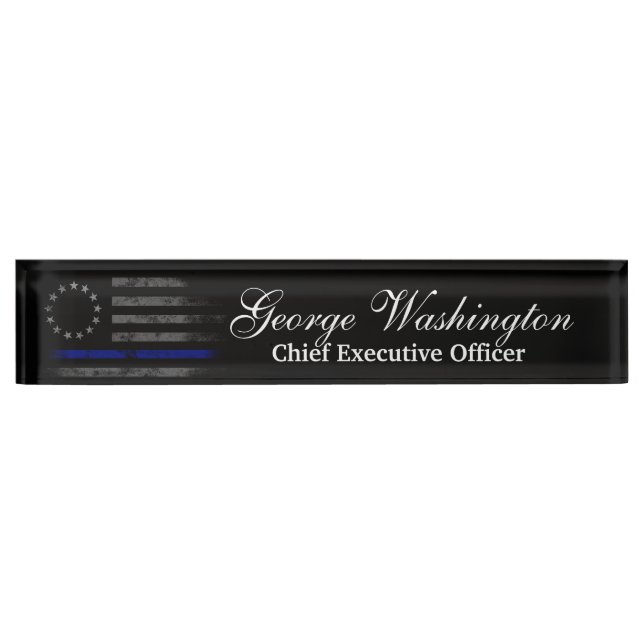 Blue Line Vintage Betsy Ross American Flag Nameplate (Front)