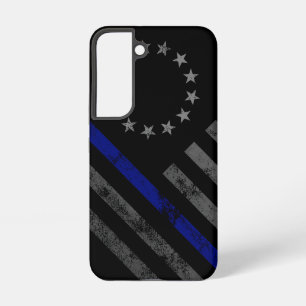 Blue Line Vintage Betsy Ross American Flag Samsung Galaxy Case
