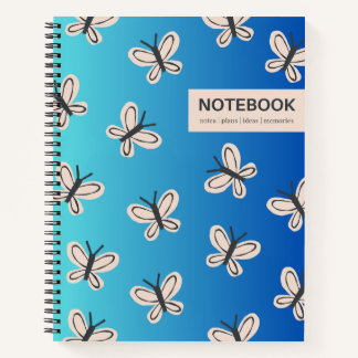 Blue linear gradient butterfly notebook
