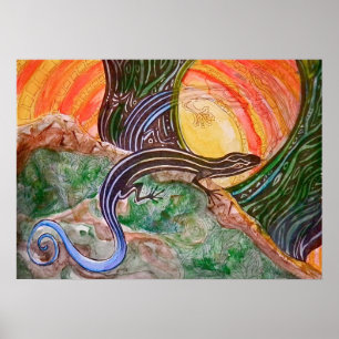 Blue Lined Skink Poster