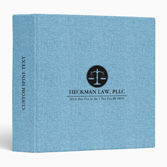Blue Linen Black Justice Logo Binder (Front/Spine)