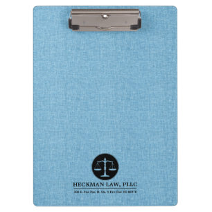 Blue Linen Black Justice Logo Clipboard