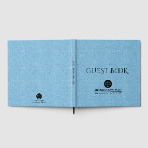 Blue Linen Black Justice Logo Guest Book