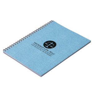 Blue Linen Black Justice Logo Notebook