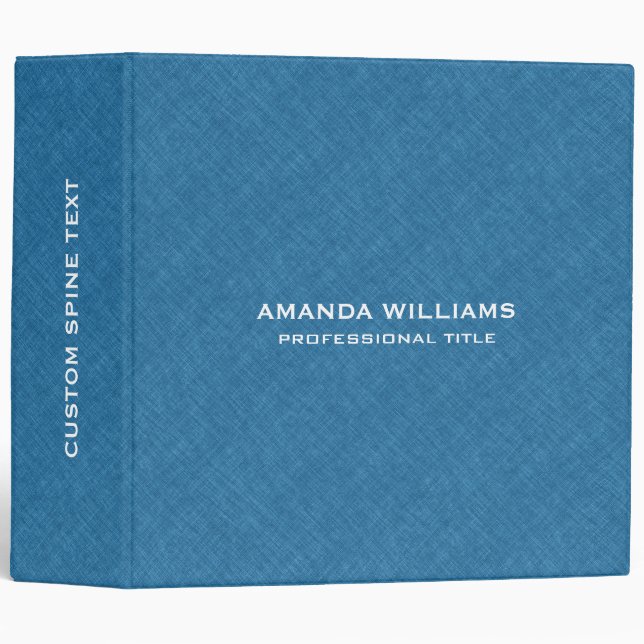 Blue Linen Burlap Fabric Texture Binder (Front/Spine)