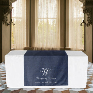 Blue Linen Business Table Runner Banner Script Tapestry