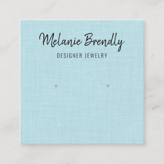 Blue Linen Pattern Earring Display Business Card (Front)