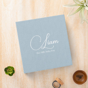 Blue Linen Personalized Baby Boy Memory Album Binder