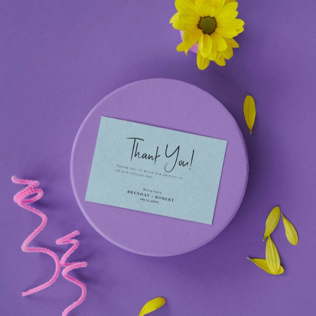 Blue linen Simple Script Welcome Thank You Card (Creator Uploaded)