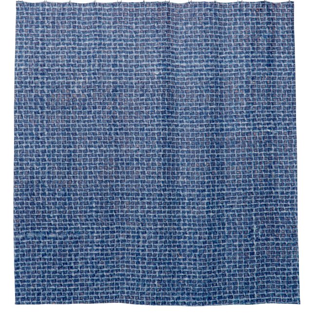 Blue linen texture closeup photo background. (Front)