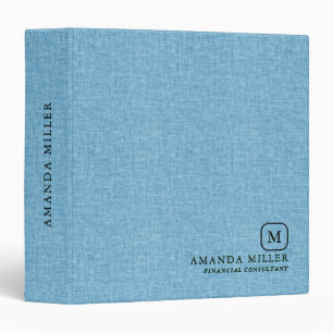 Blue Linen Texture Minimalistic Grey Typography Binder