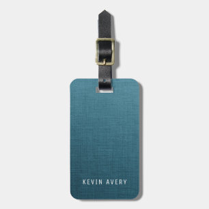 Blue Linen Texture Personalized Organic look Luggage Tag