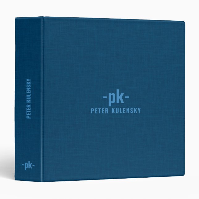 Blue linen texture simple light blue typography binder (Front/Spine)