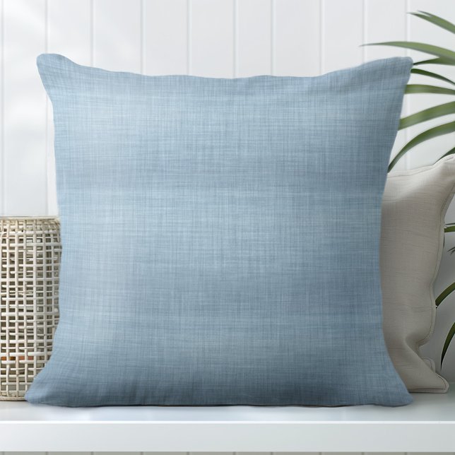 Blue Linen Texture Throw Pillow (Creator Uploaded)