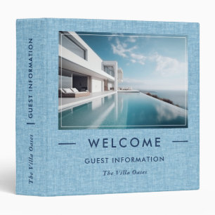 Blue Linen Vacation Welcome Guest Informations Binder