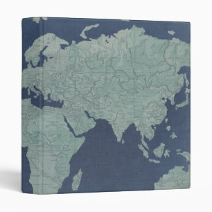 Blue Linen World Map Binder
