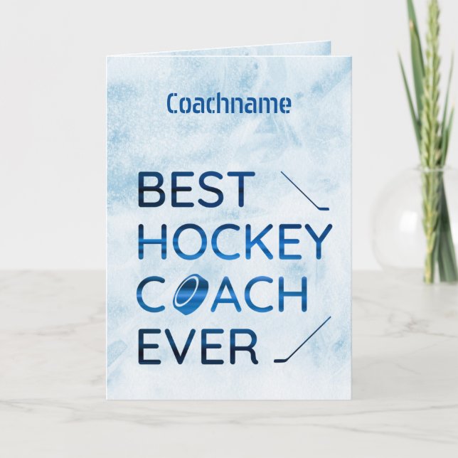 Blue lines - Best hockey coach ever thank you card (Front)