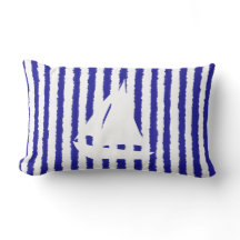 Blue Lines Boat Tie Dye Throw Decorative Pillow