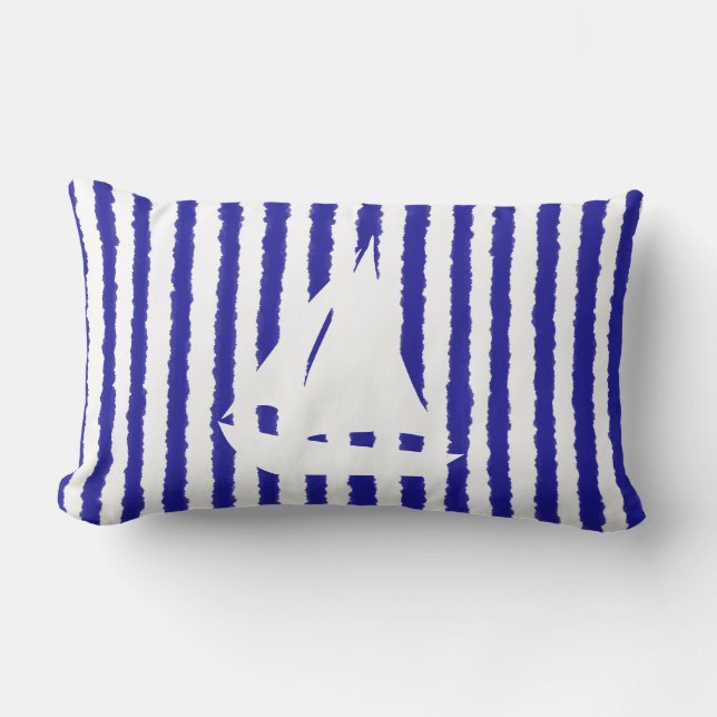 Blue Lines Boat Tie Dye Throw Decorative Pillow (Front)