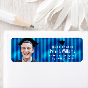 Blue Lines Custom Photo Graduation Return Address