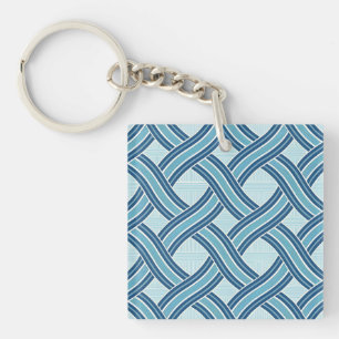 Blue Lines Pattern Keychain