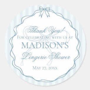 Blue Lingerie Shower Bachelorette Party Favour Classic Round Sticker