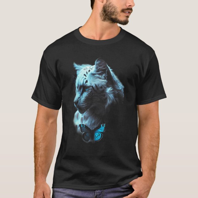 Blue Lion Blue eyes Big Cat T-Shirt (Front)