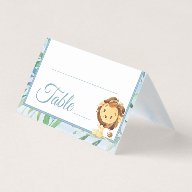 Blue Lion Boy's Baby shower Anniversaire Numéro de (Front)