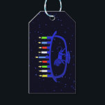 Blue Lion Menorah Gift Tags<br><div class="desc">For your Chanukkah party. Features a lion-themed Chanukkah menorah,  superimposed on a starry background,  with all eight candles and the shamash burning.  Chanukkah is the mid-winter "Festival of Lights."</div>