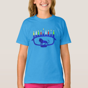 Blue Lion Menorah T-Shirt
