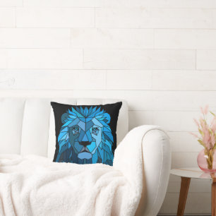 Blue Lion Throw Pillow