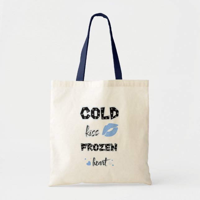 Blue lips and hearts tote bag (Front)